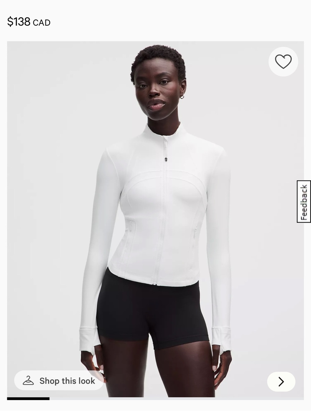 Lululemon define cropped Women’s White Zip-Front Athletic Jacket